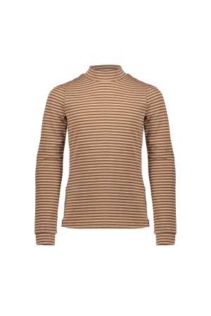 Geisha Top LS stripe lurex Camel/Sand