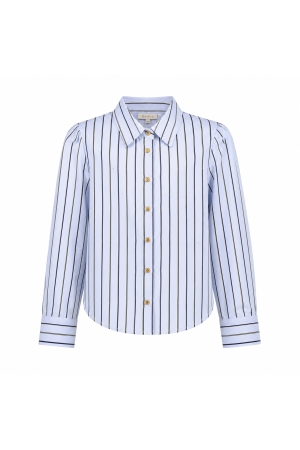 Geisha Blouse rhinestones stripe Light Blue