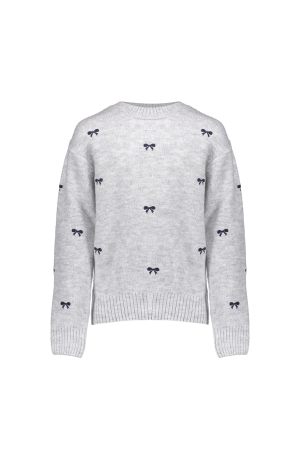 Geisha Pullover little bow embroidery Grey/Navy