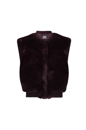 Geisha Gilet fur with rib Burgundy