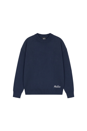 Malelions Junior Sweater Knitted Script Navy