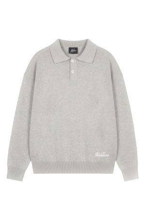 Malelions Junior Poloshirt Knitted Script Grey Melange