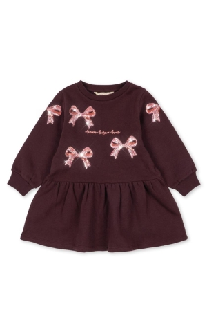 Konges Slojd  Lou Sweatjurk met strikjes Decadent Chocolate