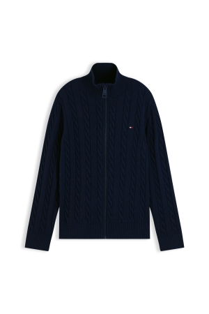 Tommy Hilfiger Kabeltrui met rits Dark Blue