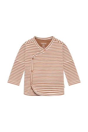 Noppies Overslag t-shirt met streep Mocha Mousse