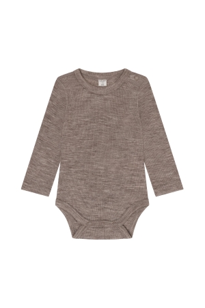 CeLaVi Romper lange mouw merino wol Walnut Melange