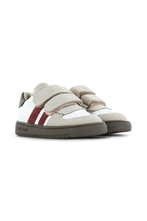 Shoesme Sneaker met klittenband Beige Red Black