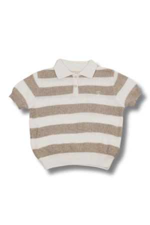 Two You Label Richie knitted polo White/Taupe
