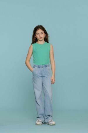 Geisha Top rib cropped Aqua