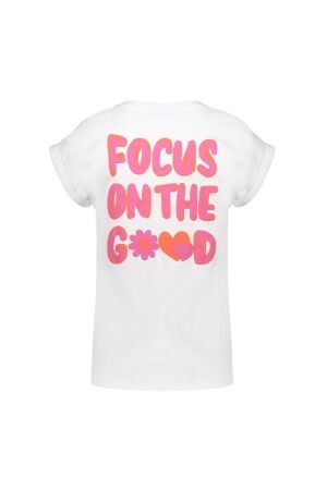 Geisha T-shirt puff print back Off-White/Pink