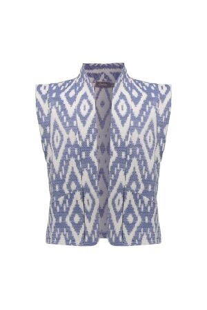 Geisha Gilet Ecru/Blue