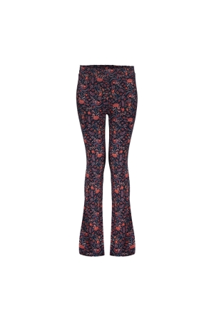 Geisha Pants flared AOP small flower 000675 - navy/red