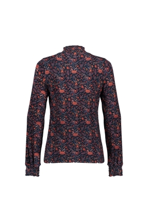 Geisha Top AOP small flower 000675 - navy/red