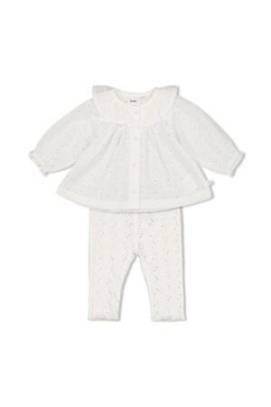 Feetje Jurk met legging broderie - Summer Woven Wit