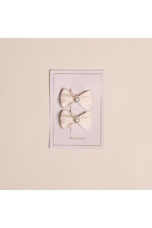 Fall & Scott Set met 2 haarspeldjes en parel Off White