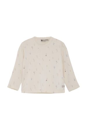 Daily7 T-shirt Longsleeve Flowerprint 1700 Off White